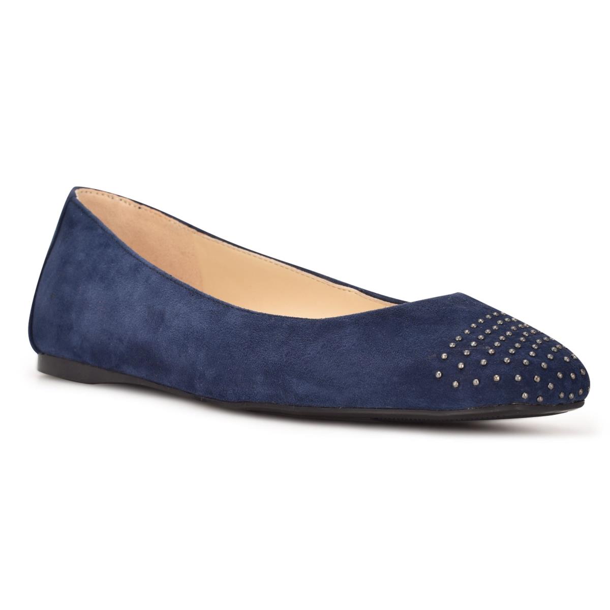 Nine West Aloha Studded Square-Toe Azul Marino | 0526BNJAK