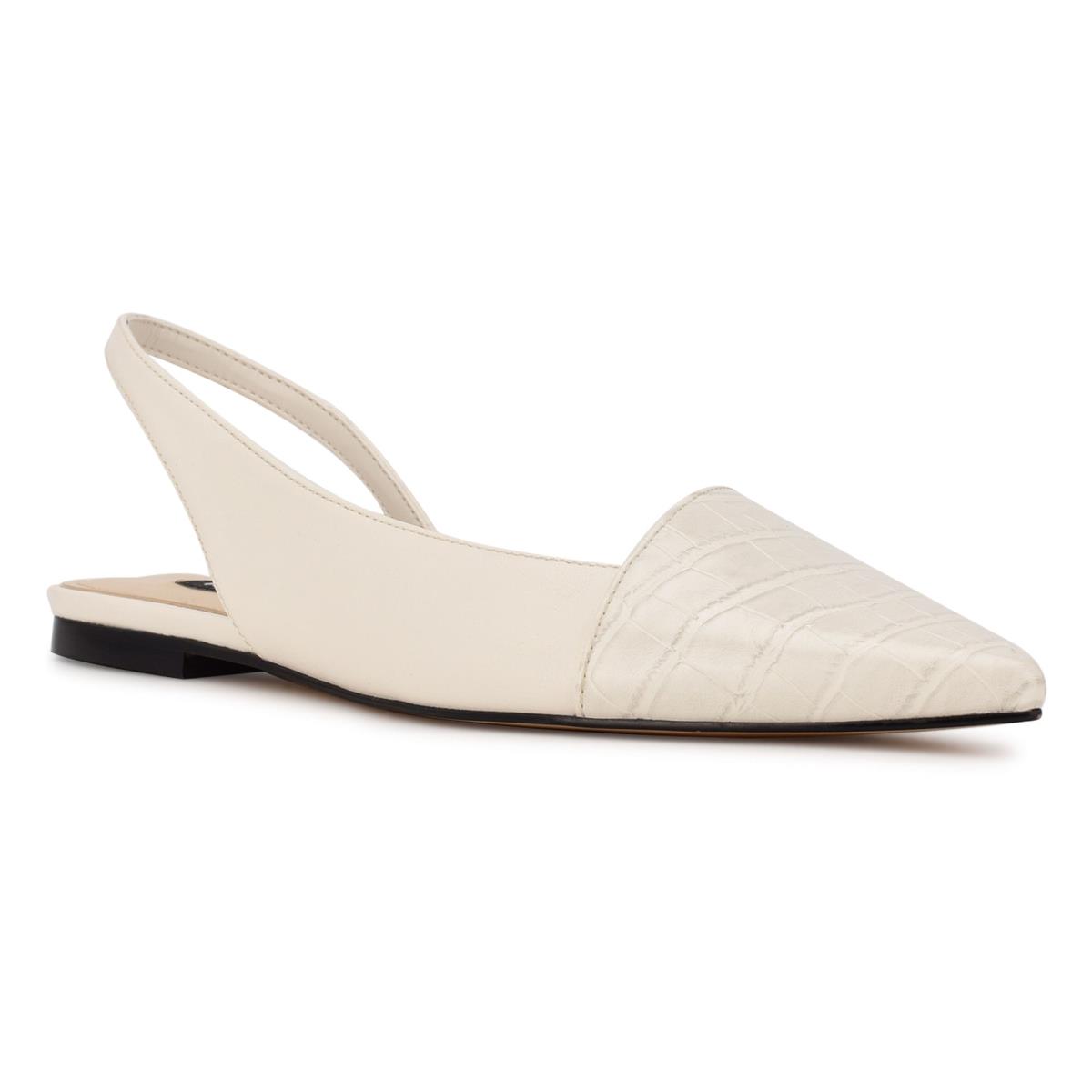 Nine West Beads Slingback Pointy Toe Beige Creme | 8741WTFZC