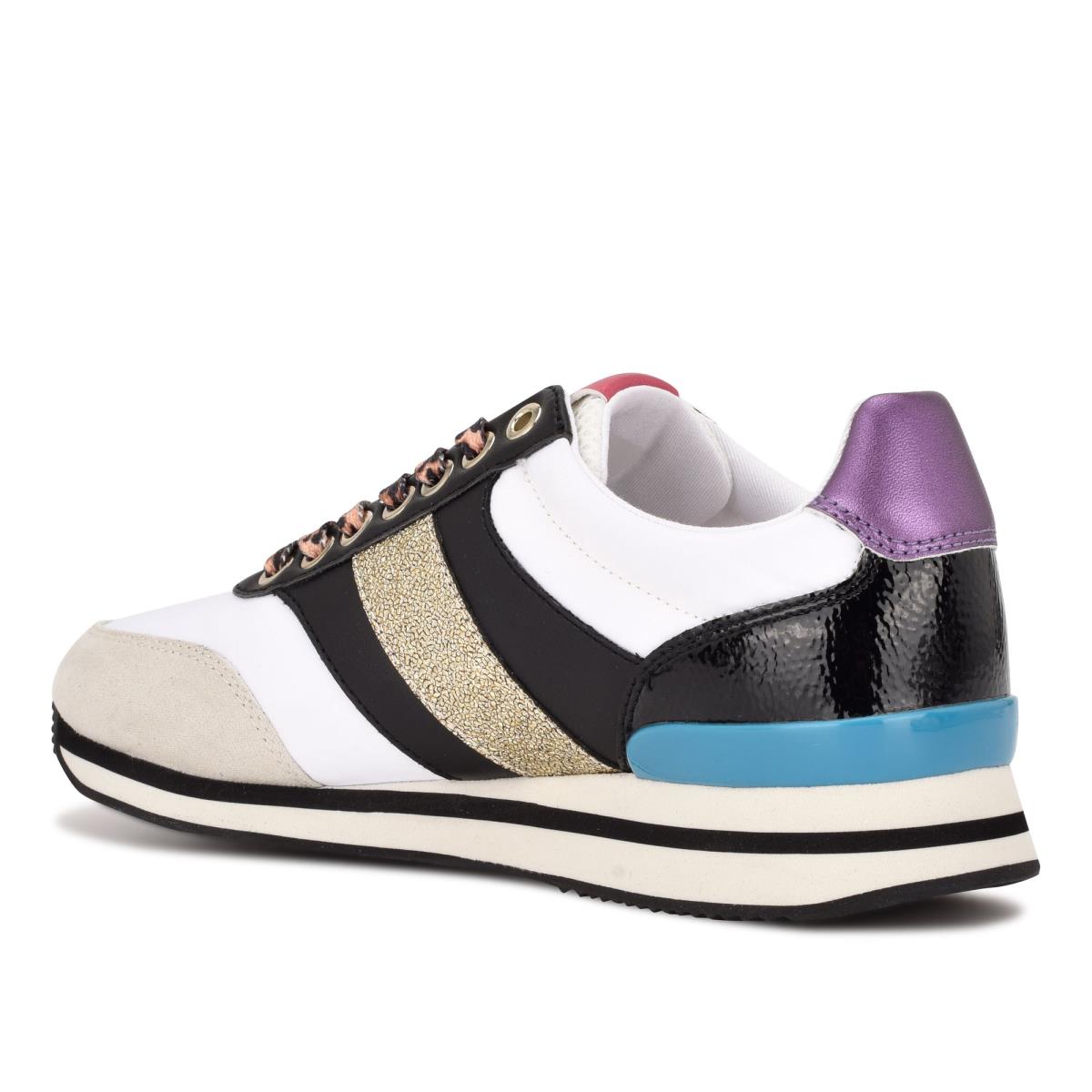 Nine West Bunnie Sneakers Doradas Blancas Negras | 9516OMSWD