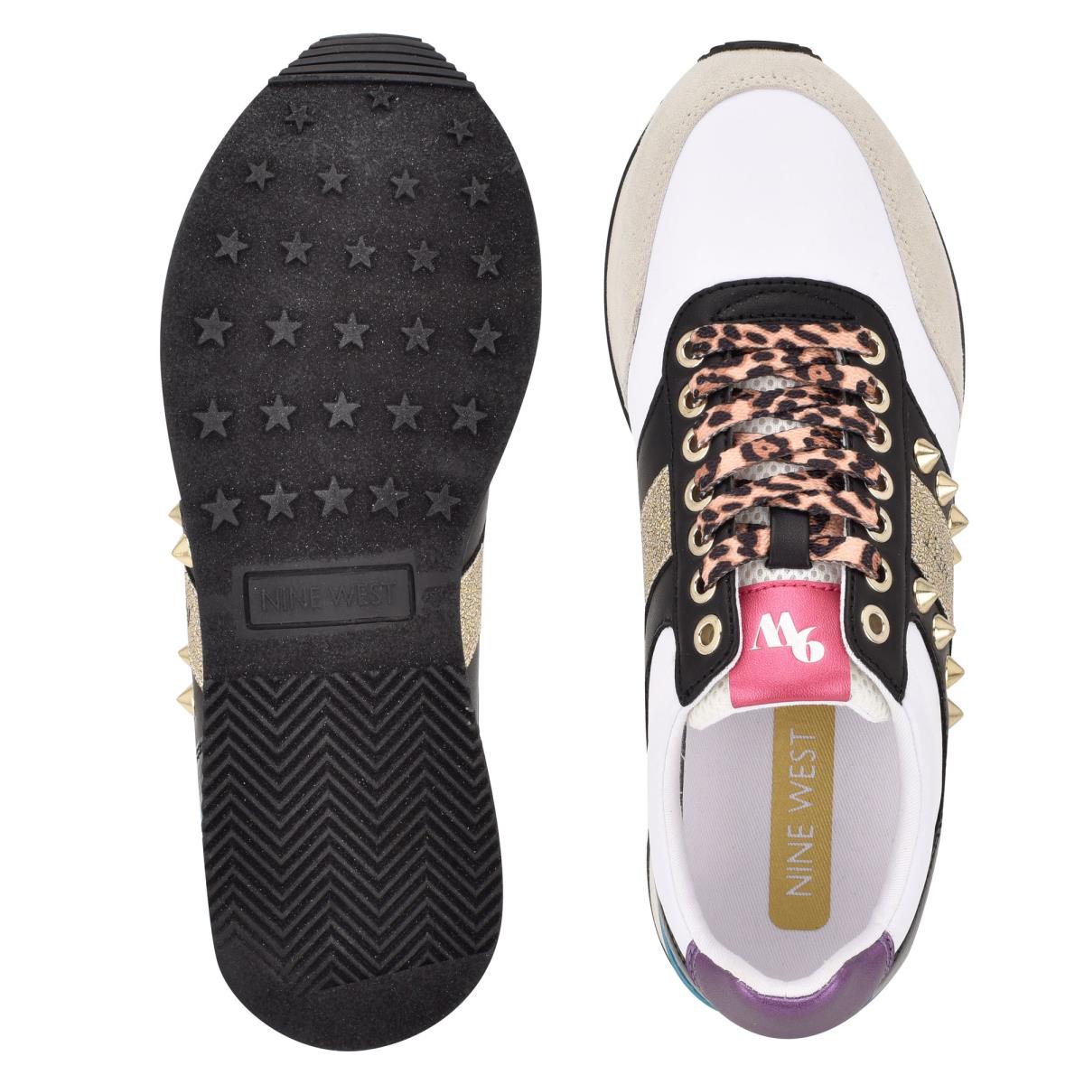 Nine West Bunnie Sneakers Doradas Blancas Negras | 9516OMSWD