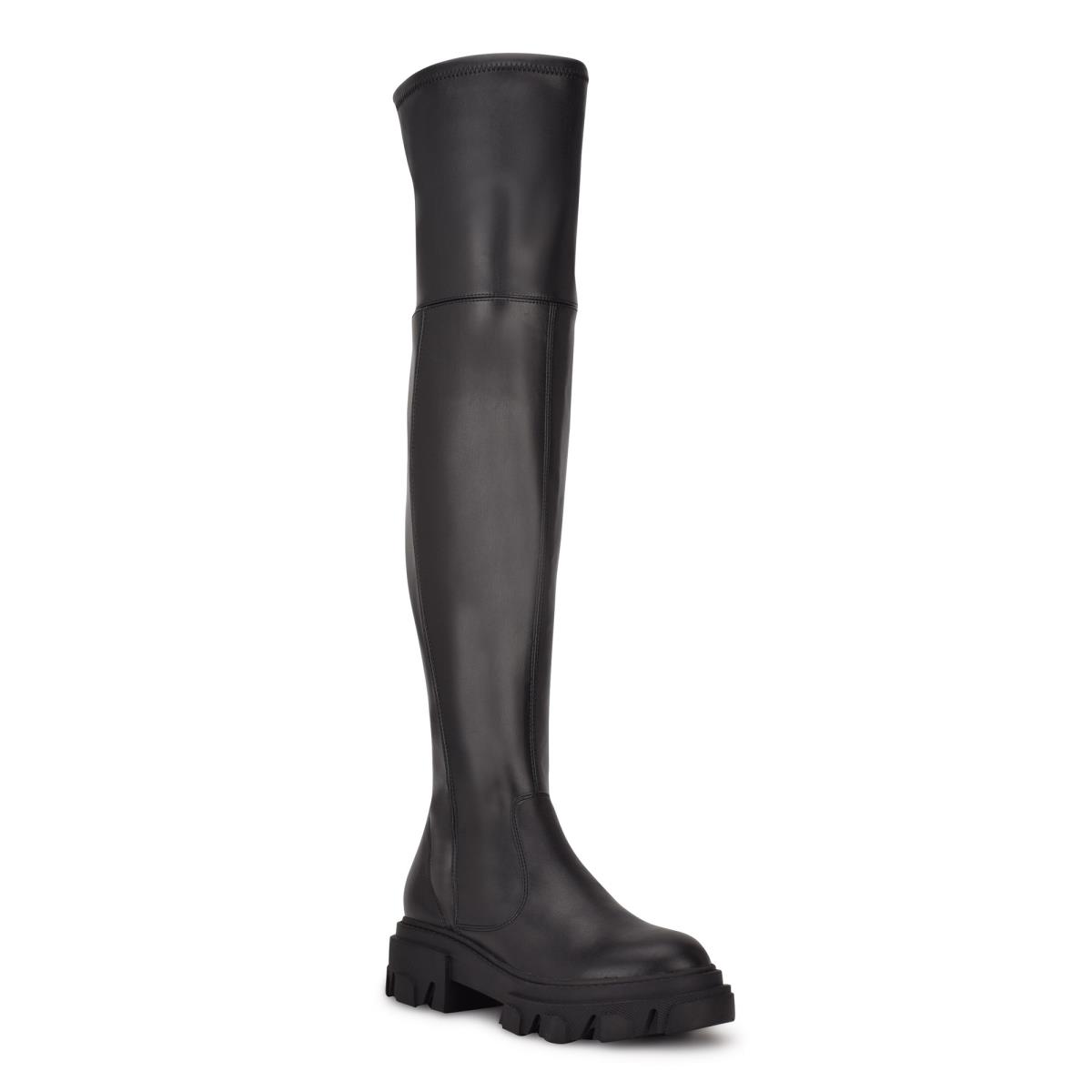 Nine West Cellie Over the Knee Lug Sole Negras | 1572IFLNQ