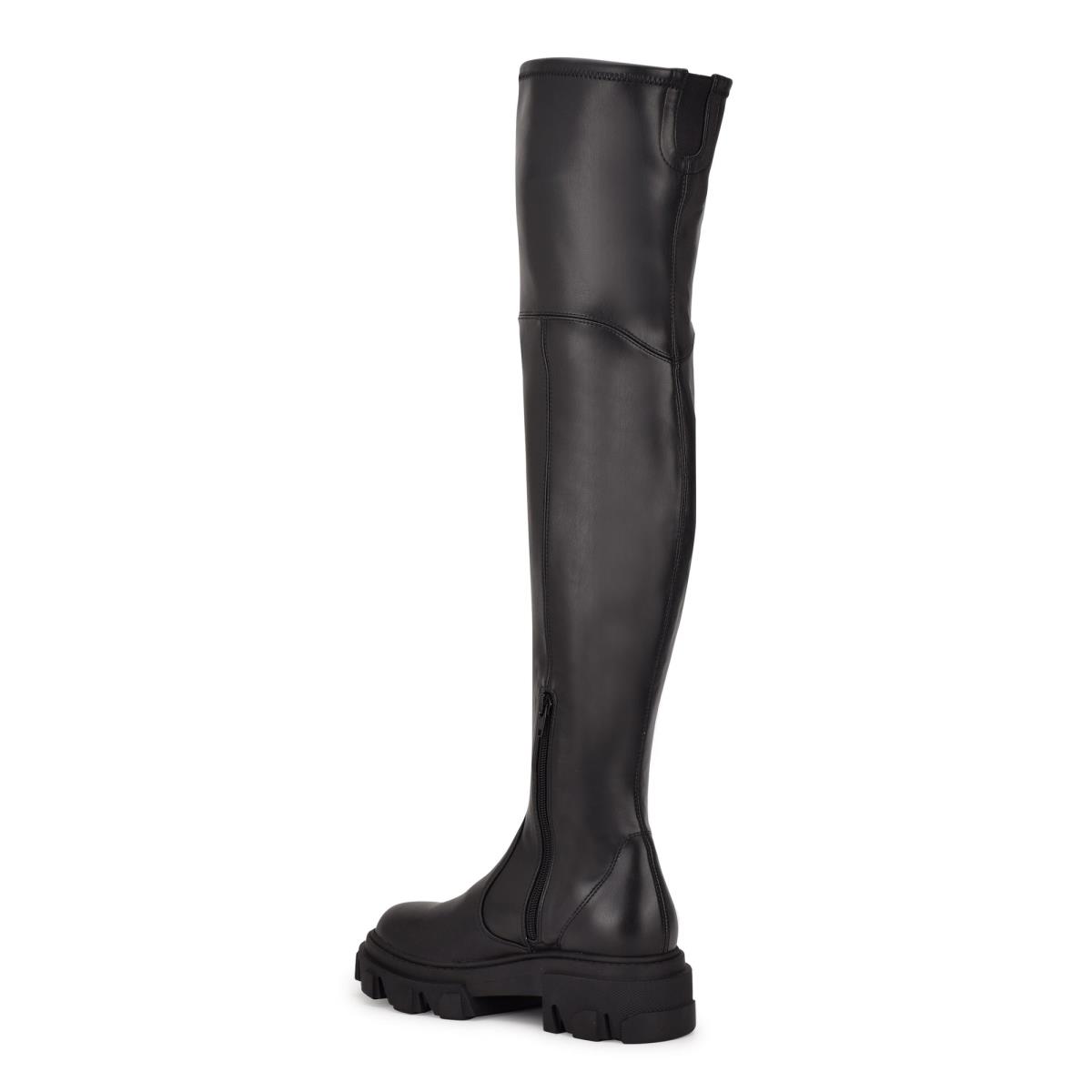 Nine West Cellie Over the Knee Lug Sole Negras | 1572IFLNQ