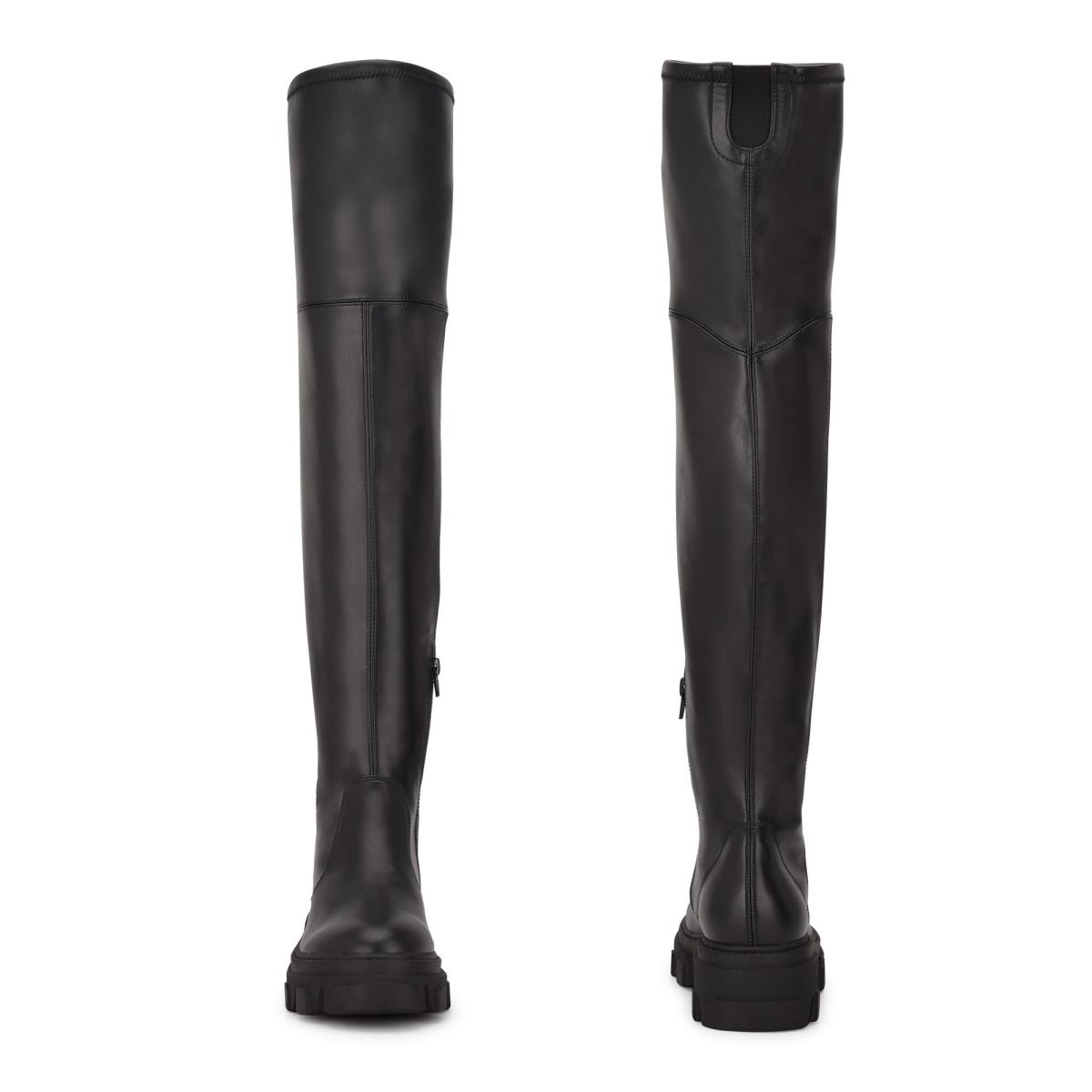 Nine West Cellie Over the Knee Lug Sole Negras | 1572IFLNQ