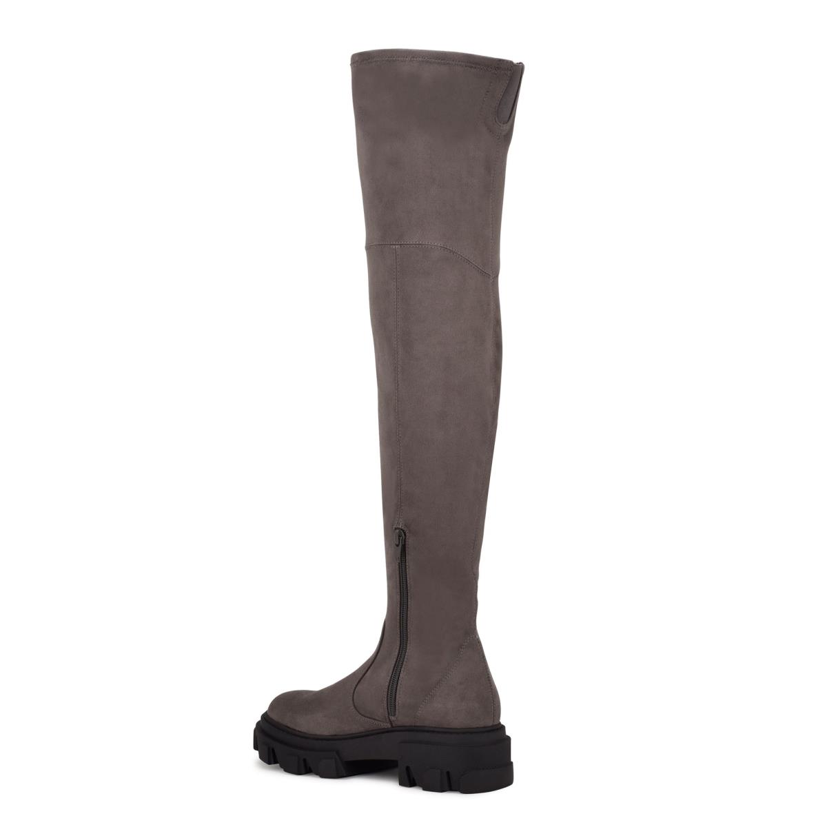 Nine West Cellie Over the Knee Lug Sole Gris | 4789JCEFV