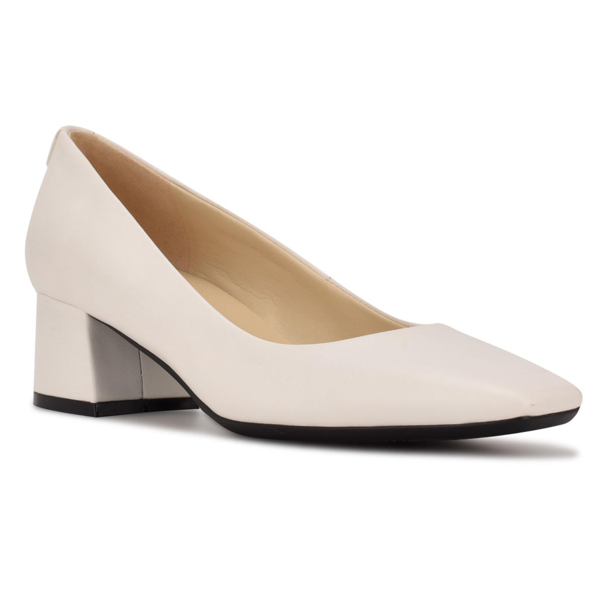 Nine West Cloe 9x9 Block Heel Creme | 5489QCWZX