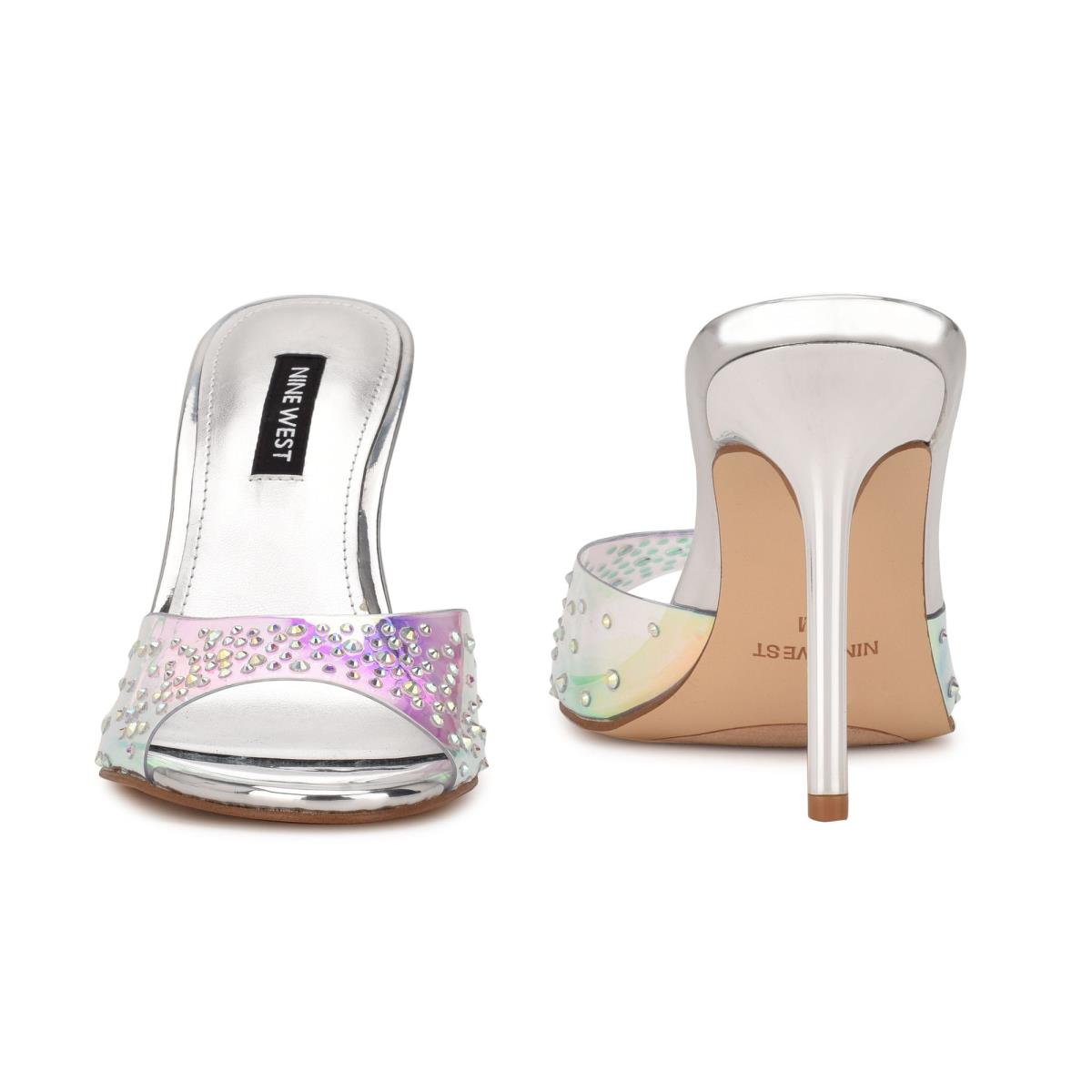 Nine West Ido Rhinestone Heeled Plateadas | 5362DEJWG