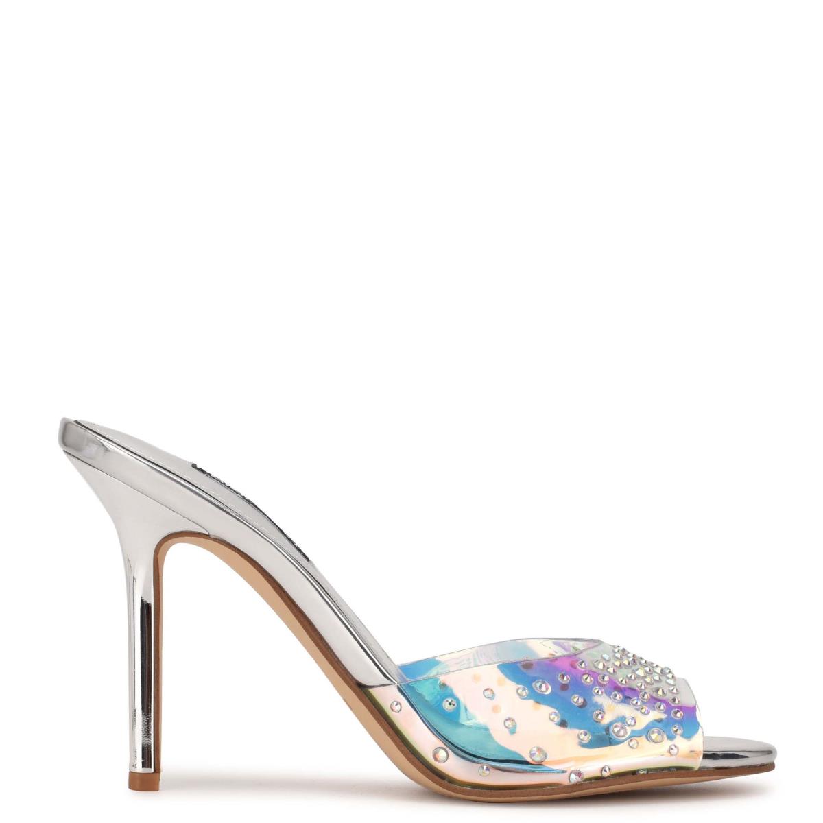 Nine West Ido Rhinestone Heeled Plateadas | 5362DEJWG