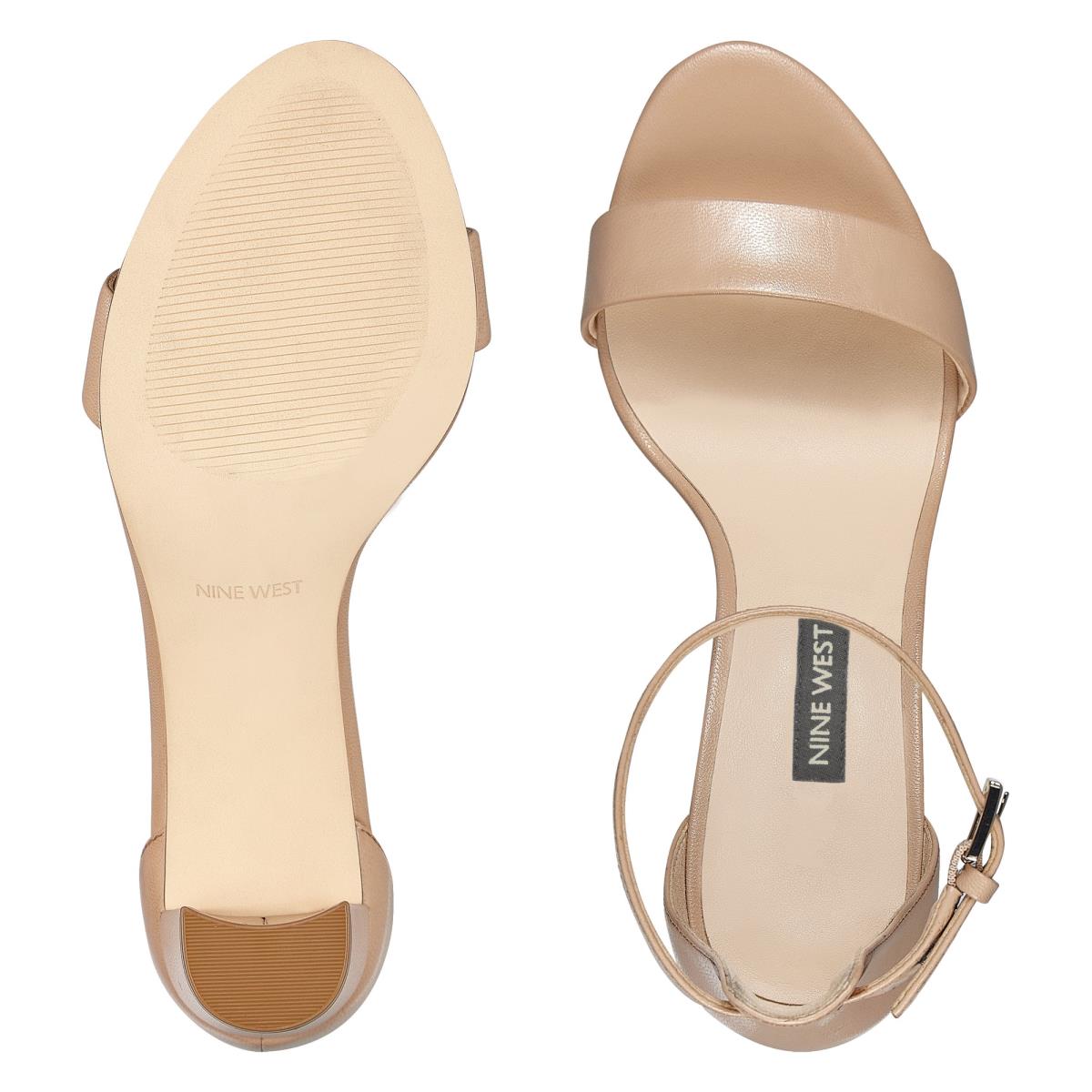 Nine West Pruce Ankle Strap Block Beige | 4625IVMGH