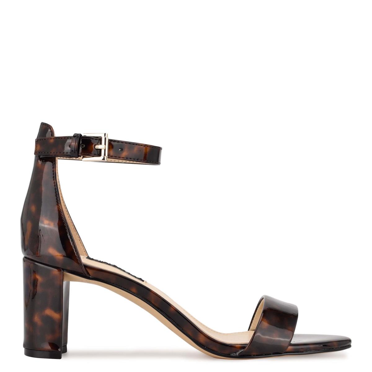 Nine West Pruce Ankle Strap Block Cafe | 0872TPHIF