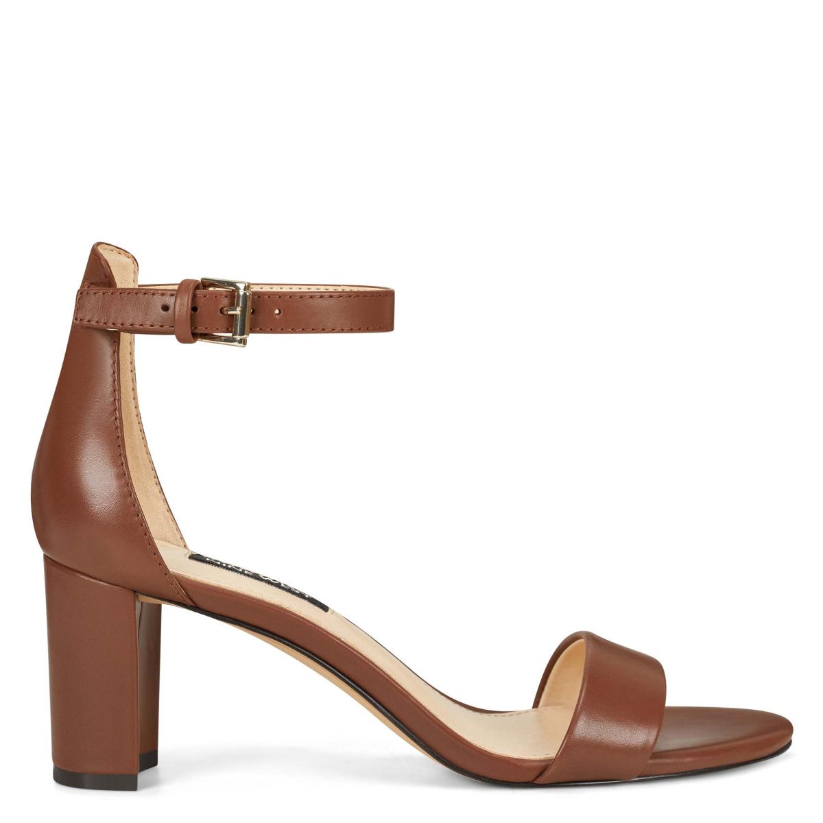 Nine West Pruce Ankle Strap Block Marrones Oscuro | 0179RDBUG