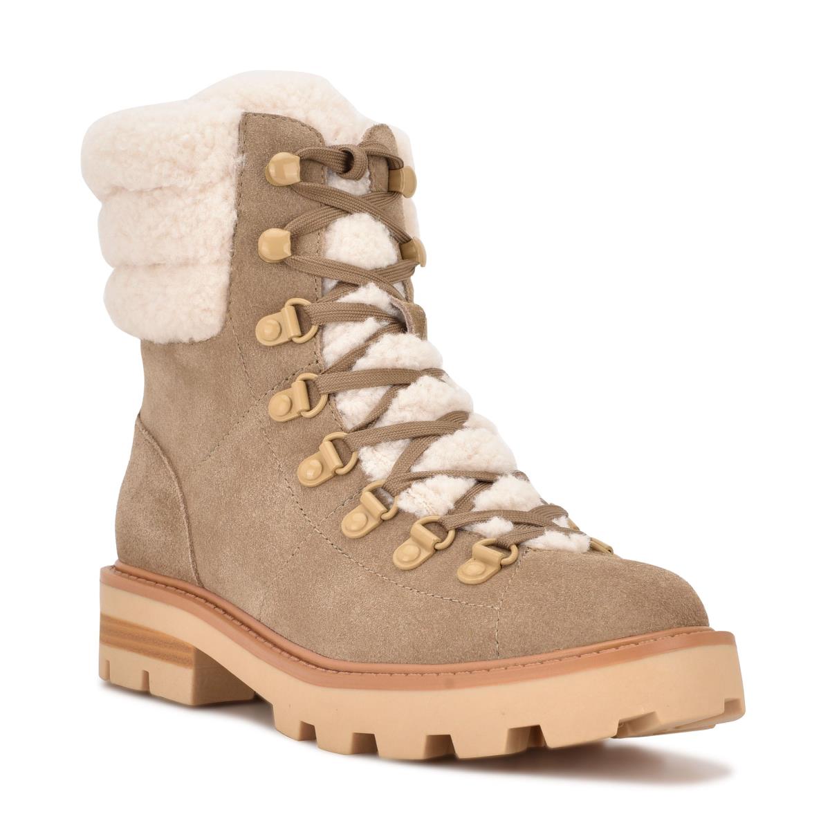 Nine West Rima Combat Lug Sole Beige Claro | 3541MANZC