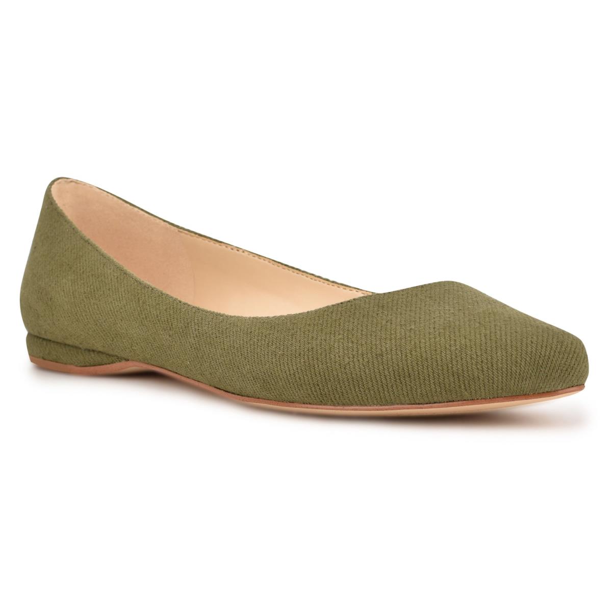 Nine West Speakup Almond Toe Verde Oliva | 1586BIPOW