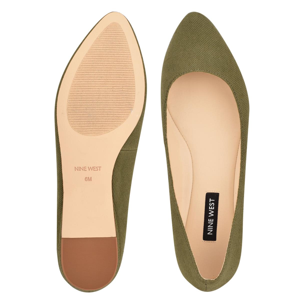 Nine West Speakup Almond Toe Verde Oliva | 1586BIPOW