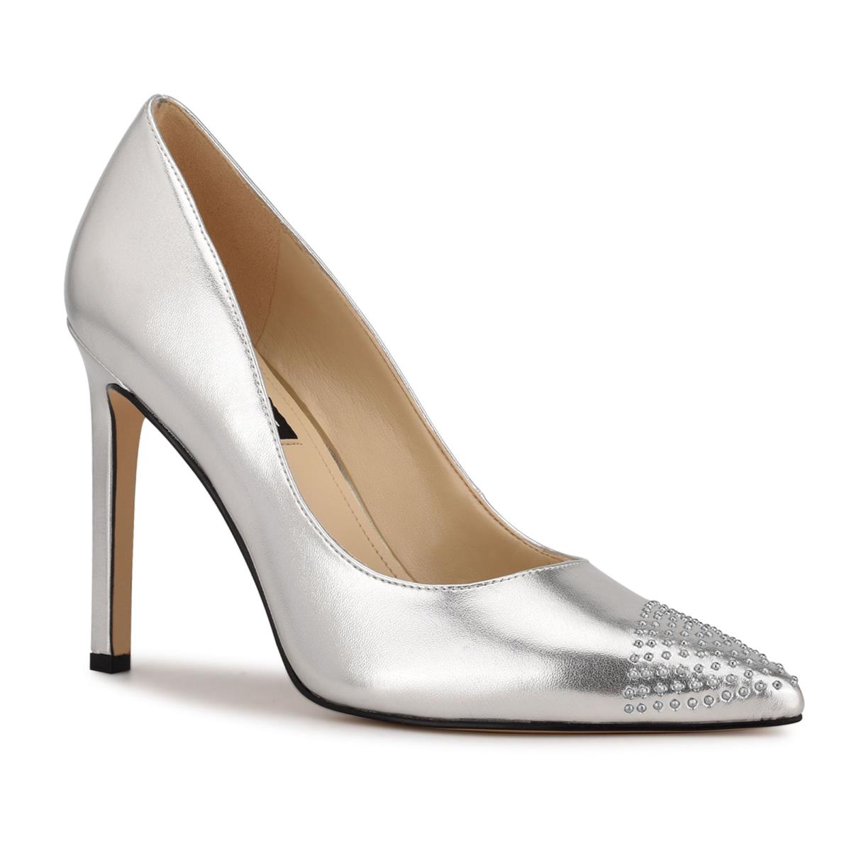 Nine West Tadaa Studded Pointy Toe Plateadas | 5781EZBFI