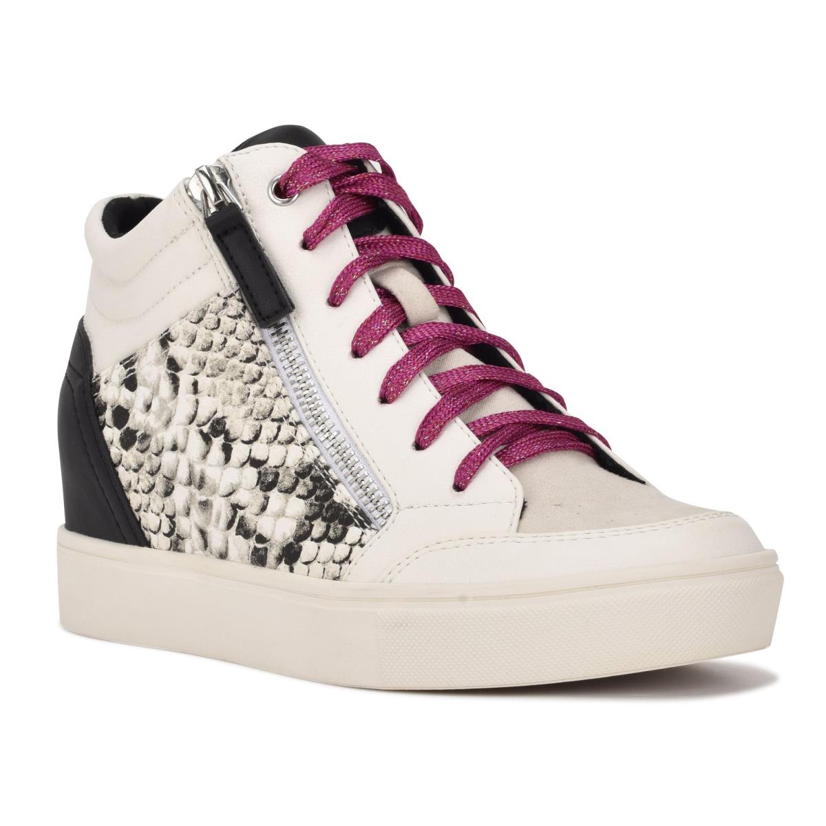 Nine West Tons High Top Hidden Wedge Sneakers Blancas Serpent | 0759CJUVT