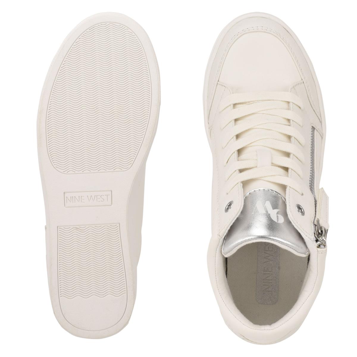 Nine West Tons High Top Hidden Wedge Sneakers Blancas Plateadas | 2614GKZDR