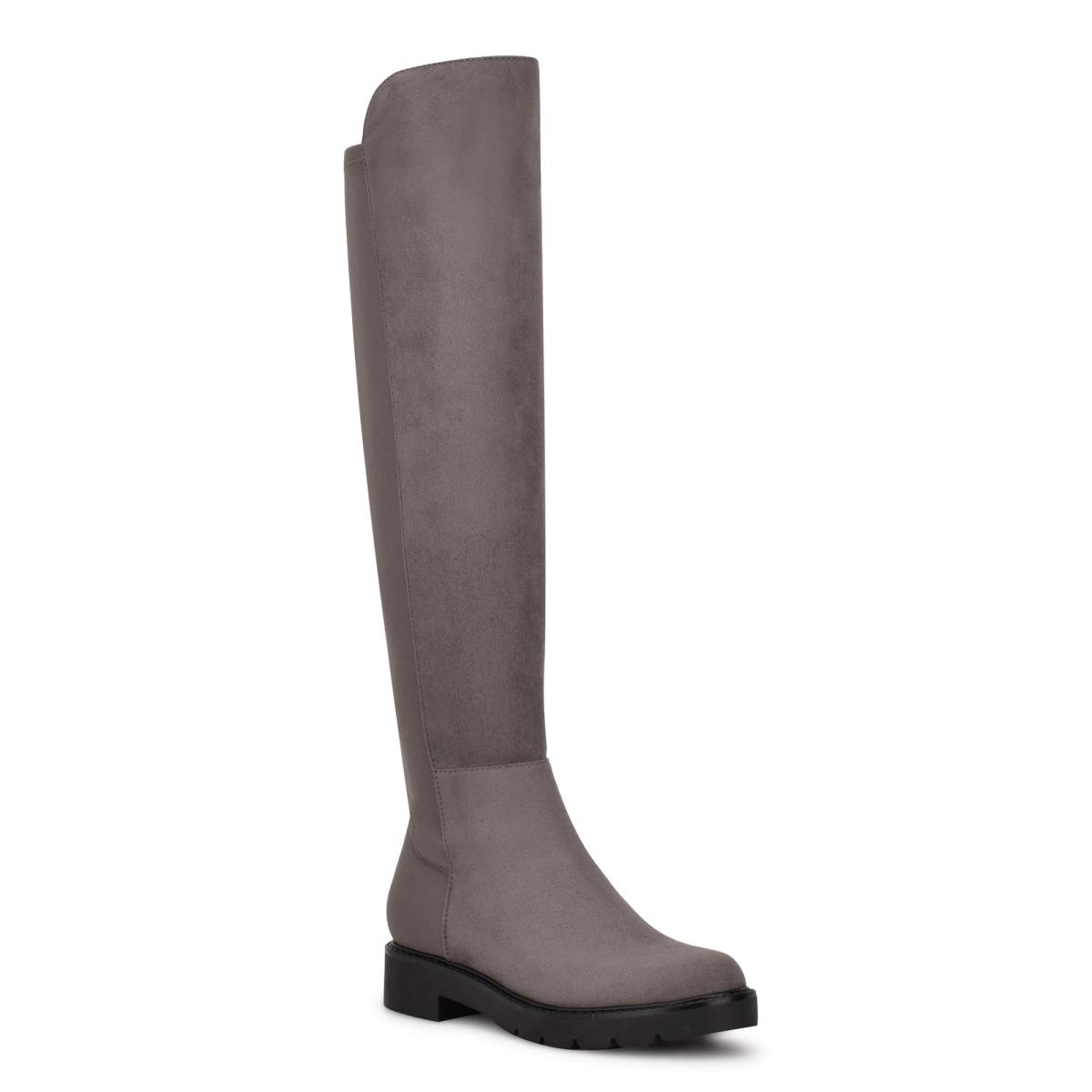 Nine West Tread Over The Knee Lug Sole Gris | 7506XPFLV