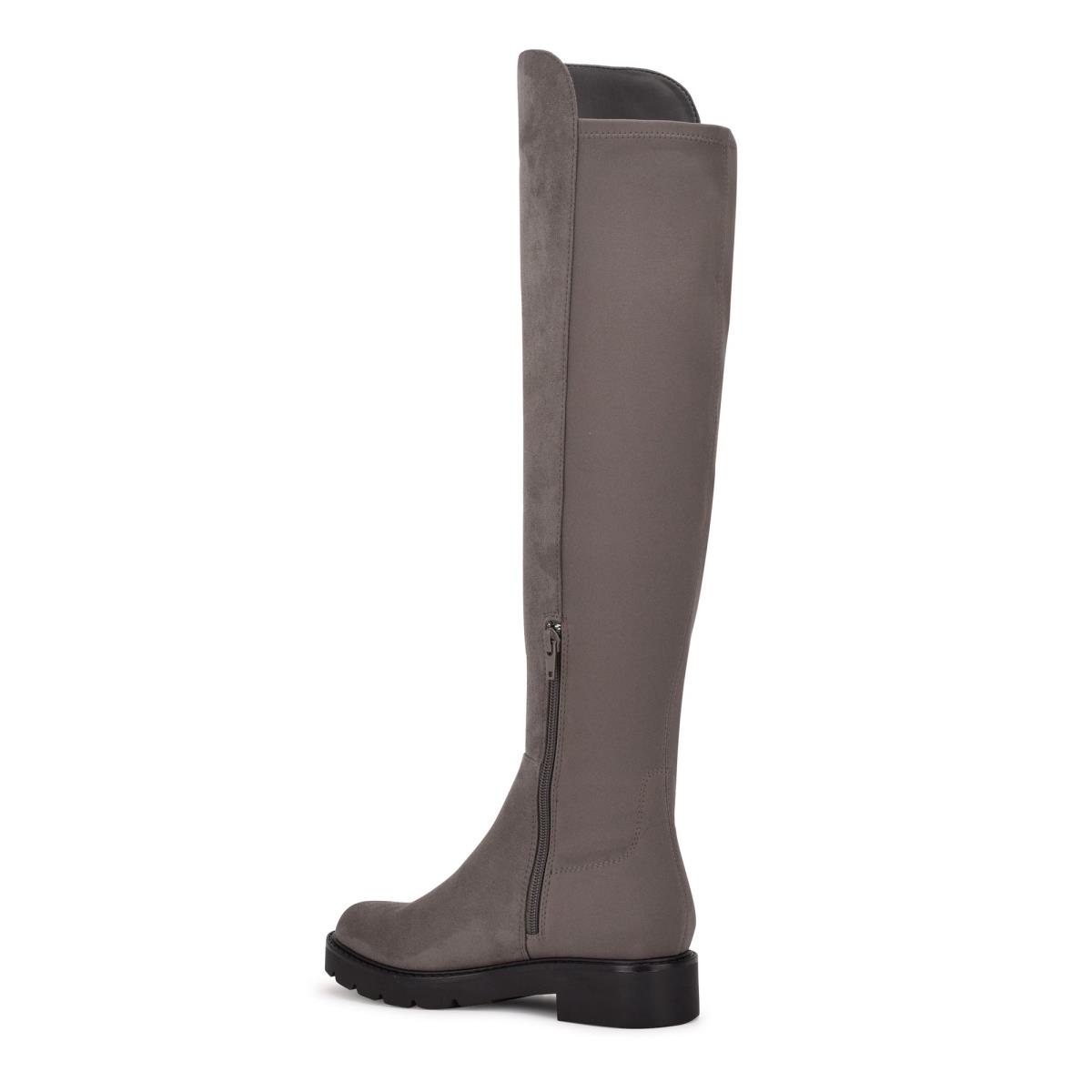 Nine West Tread Over The Knee Lug Sole Gris | 7506XPFLV