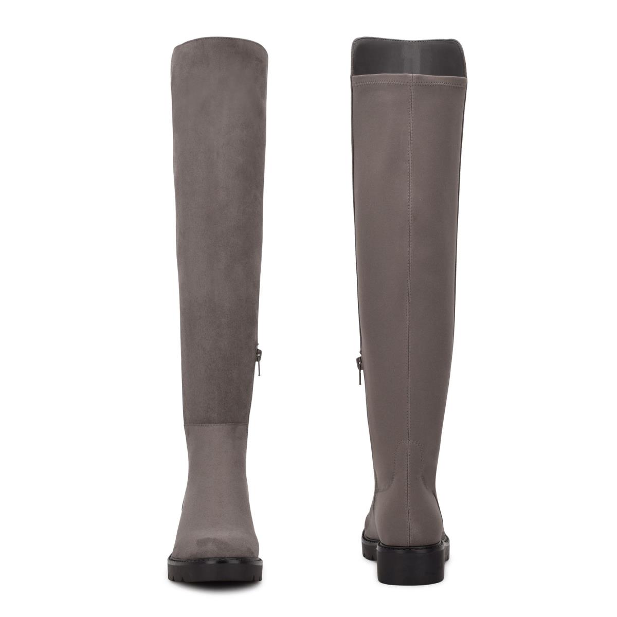 Nine West Tread Over The Knee Lug Sole Gris | 7506XPFLV