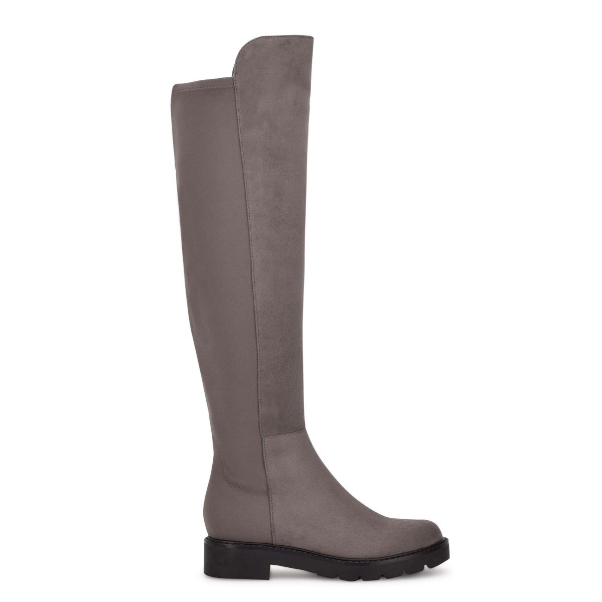 Nine West Tread Over The Knee Lug Sole Gris | 7506XPFLV