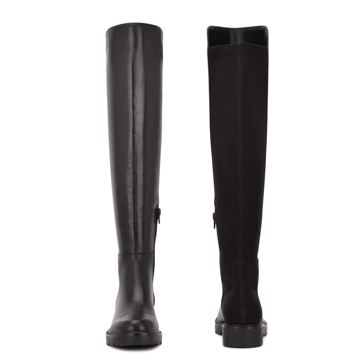 Nine West Tread Over The Knee Lug Sole Negras | 7018JBICM