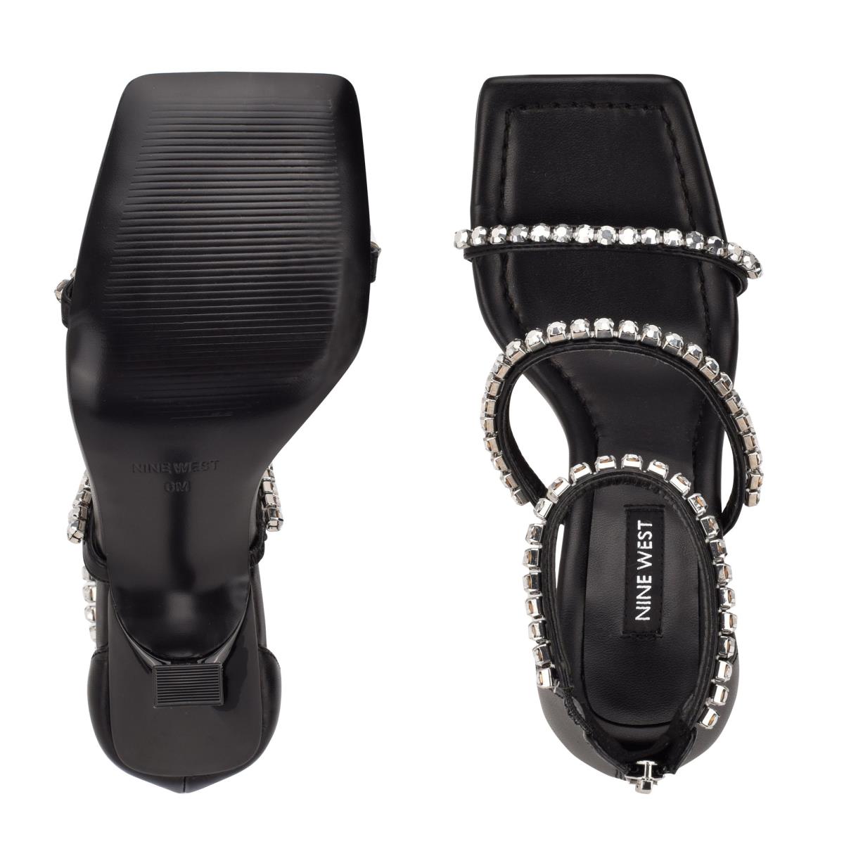 Nine West Vavoom Rhinestone Strappy Negras Plateadas | 2659LOJVI