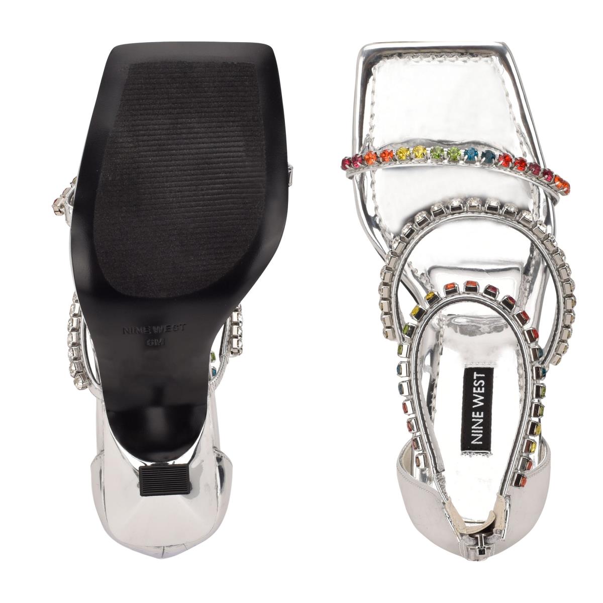 Nine West Vavoom Rhinestone Strappy Plateadas Multicolor | 3184AUKBV