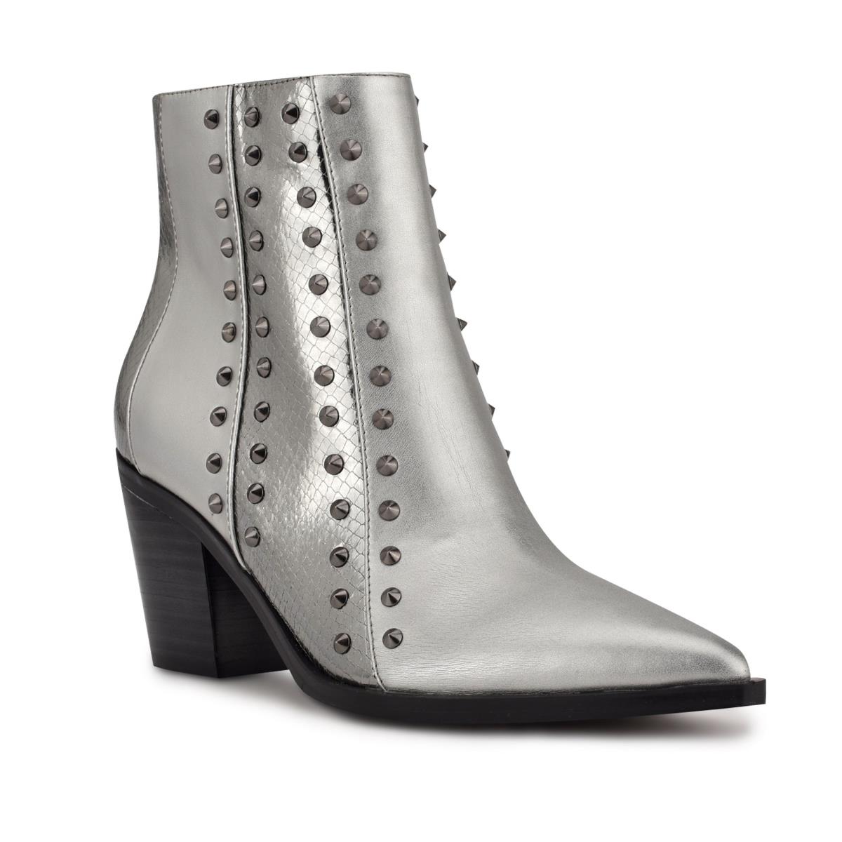 Nine West What Studded Block Heel Azules Gris | 7680RUDFN