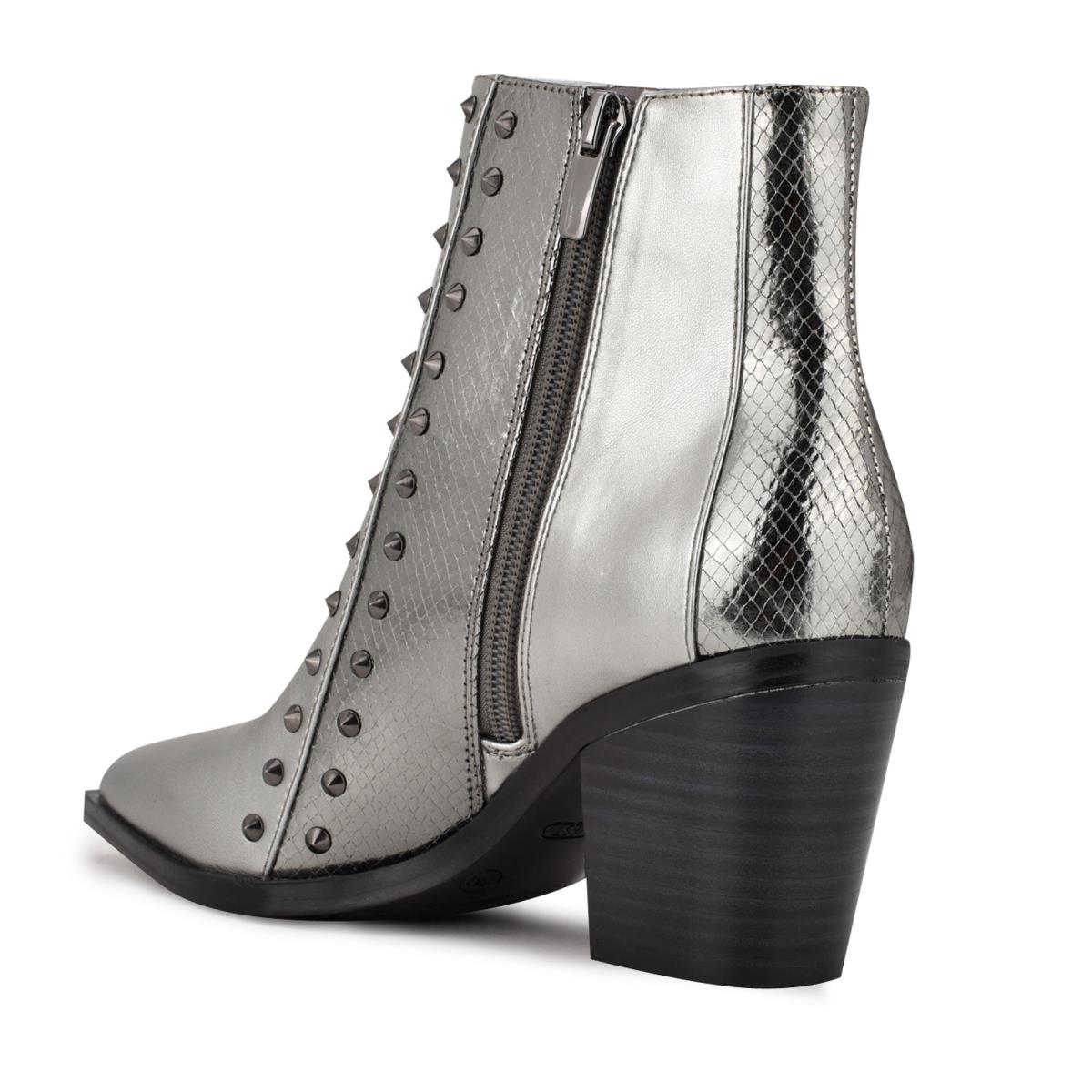 Nine West What Studded Block Heel Azules Gris | 7680RUDFN