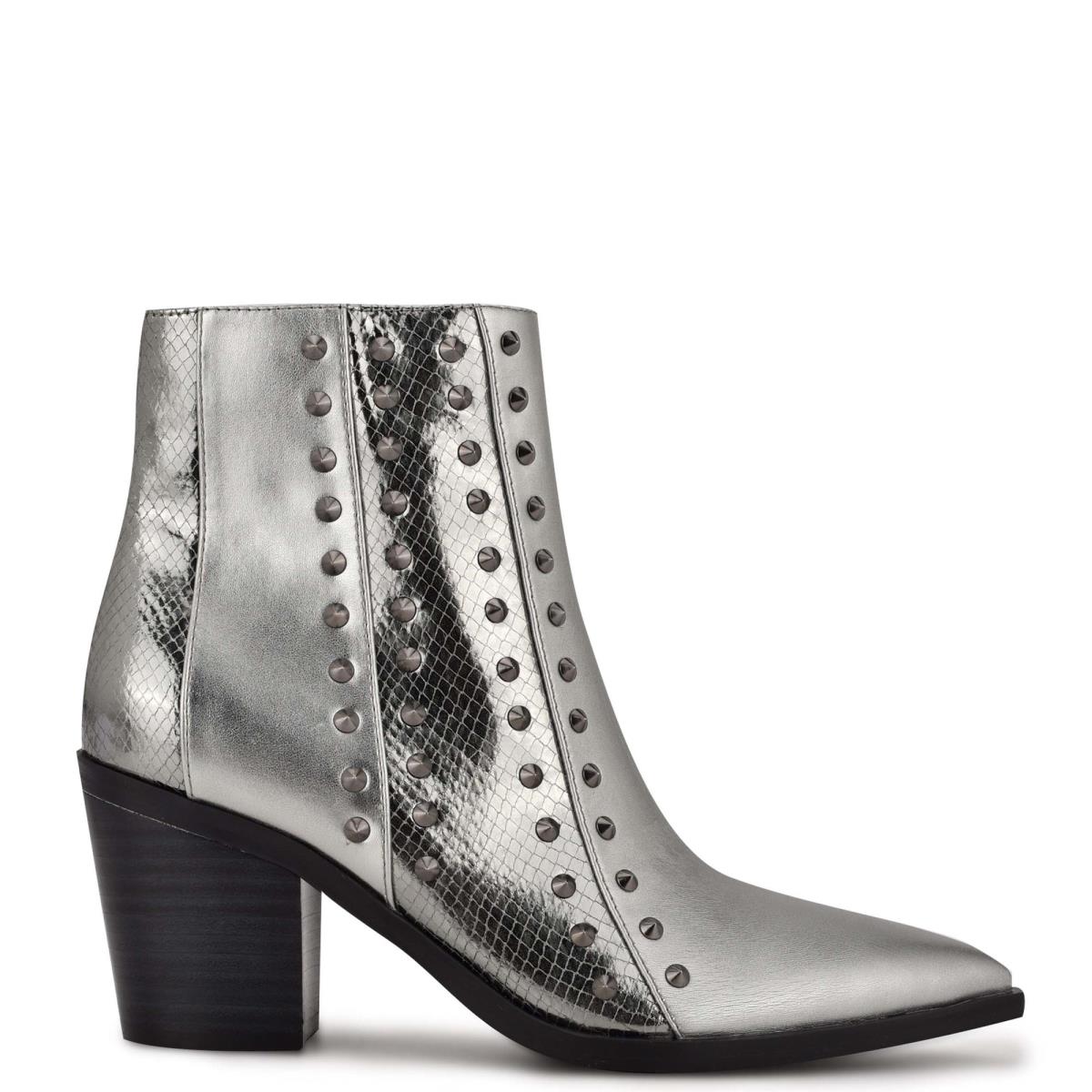 Nine West What Studded Block Heel Azules Gris | 7680RUDFN