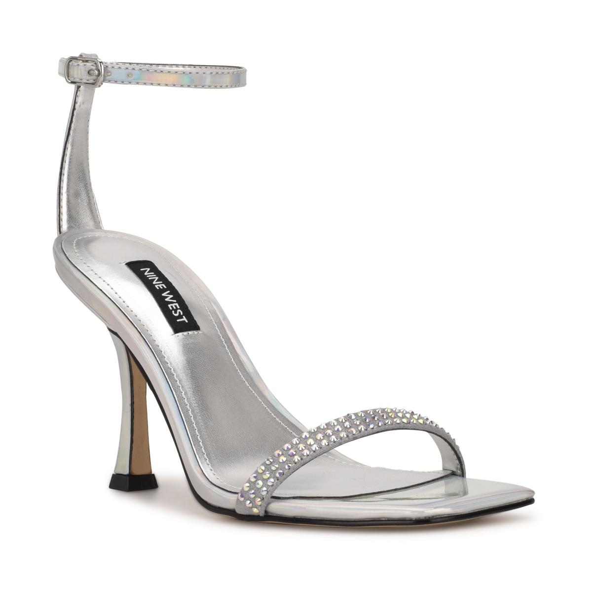 Nine West Yess Rhinestone Ankle Plateadas | 2946JBDLE