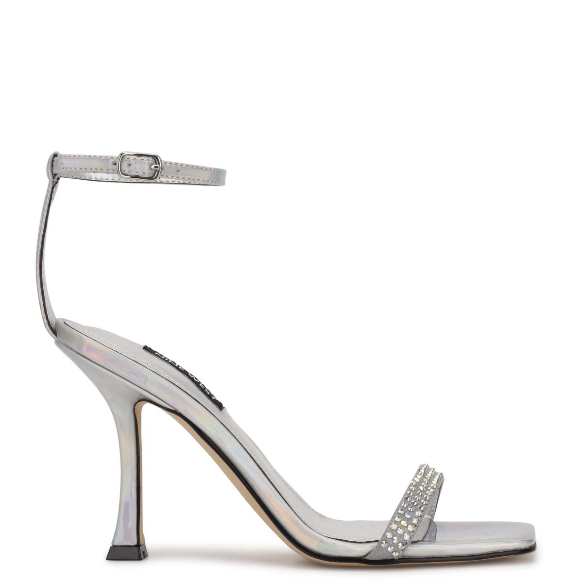 Nine West Yess Rhinestone Ankle Plateadas | 2946JBDLE