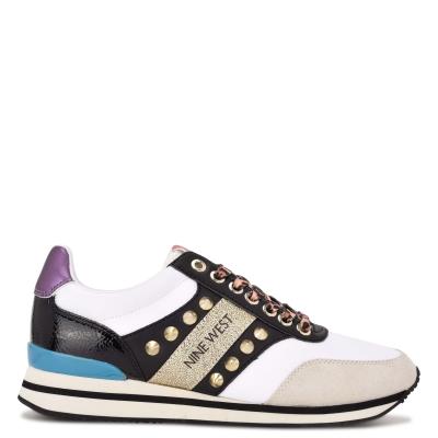 Nine West Bunnie Sneakers Doradas Blancas Negras | 9516OMSWD