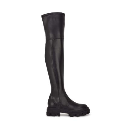 Nine West Cellie Over the Knee Lug Sole Negras | 1572IFLNQ